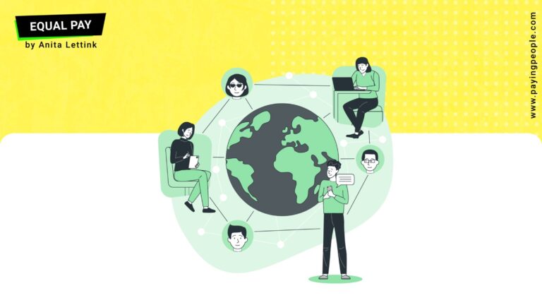 Workers around a globe communicating with each other